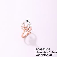 Copper Rose Gold Plated Elegant Modern Style Classic Style Inlay Maple Leaf Petal Zircon Rings sku image 6