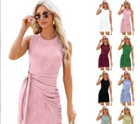Women's Sheath Dress Streetwear Round Neck Sleeveless Solid Color Midi Dress Daily main image 6