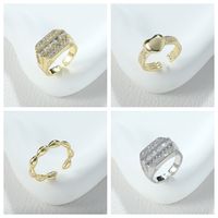 Elegant Einfacher Stil Geometrisch Herzform Legierung Asymmetrisch Inlay Zirkon Frau Offener Ring main image 1