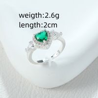 Cute Simple Style Shiny Heart Shape Alloy Asymmetrical Inlay Rhinestones Women's Open Rings main image 2