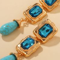 1 Pair IG Style Simple Style Water Droplets Rectangle Inlay Alloy Turquoise Rhinestones Drop Earrings main image 6
