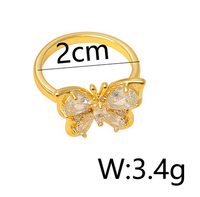 Copper 14K Gold Plated IG Style Basic Classic Style Inlay Butterfly Zircon Rings main image 2