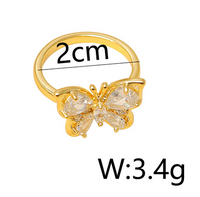 Kupfer 14 Karat Vergoldet IG-Stil Basic Klassischer Stil Inlay Schmetterling Zirkon Ringe main image 2