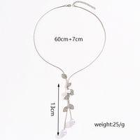 Wholesale Jewelry Simple Style Shiny Leaf Alloy Rhinestones Pearl Plating Inlay Sweater Chain Long Necklace main image 8