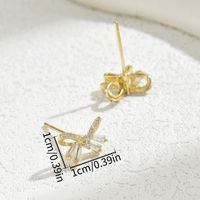 1 Pair Sweet Shiny Bow Knot Hollow Out Inlay Copper Zircon White Gold Plated Gold Plated Ear Studs main image 2