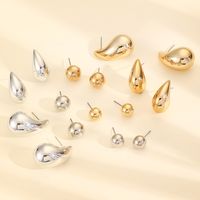 1 Set Basic Simple Style Classic Style Round Water Droplets CCB Ear Studs main image 3
