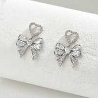 1 Pair Sweet Shiny Bow Knot Hollow Out Inlay Copper Zircon White Gold Plated Gold Plated Ear Studs sku image 9