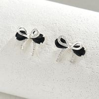 1 Pair Sweet Shiny Bow Knot Hollow Out Inlay Copper Zircon White Gold Plated Gold Plated Ear Studs sku image 3
