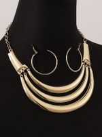 Vintage Style Exaggerated Luxurious Solid Color Iron Layered Women's Jewelry Set sku image 1