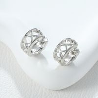 1 Piece IG Style Simple Style Solid Color Flower Rhombus Hollow Out Inlay Alloy Rhinestones Earrings main image 6