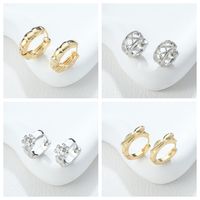 1 Piece IG Style Simple Style Solid Color Flower Rhombus Hollow Out Inlay Alloy Rhinestones Earrings main image 1