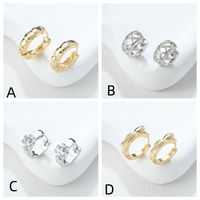1 Piece IG Style Simple Style Solid Color Flower Rhombus Hollow Out Inlay Alloy Rhinestones Earrings main image 3
