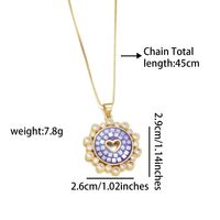 Copper 18K Gold Plated Simple Style Enamel Inlay Round Heart Shape Shell Zircon Pendant Necklace main image 3
