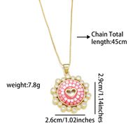 Copper 18K Gold Plated Simple Style Enamel Inlay Round Heart Shape Shell Zircon Pendant Necklace main image 2