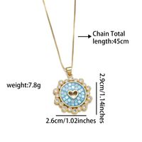 Copper 18K Gold Plated Simple Style Enamel Inlay Round Heart Shape Shell Zircon Pendant Necklace main image 5