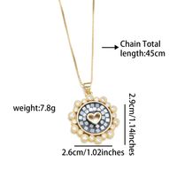 Copper 18K Gold Plated Simple Style Enamel Inlay Round Heart Shape Shell Zircon Pendant Necklace main image 6