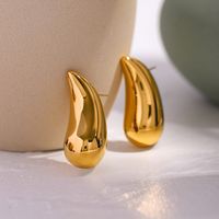 1 Pair IG Style Simple Style Water Droplets 316 Stainless Steel  18K Gold Plated Ear Studs main image 3