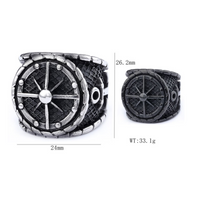 Hip-Hop Streetwear Compass Anchor 304 Stainless Steel Carving Men's Rings main image 2