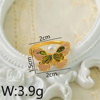 Copper 18K Gold Plated Y2K Retro Luxurious Enamel Plating Butterfly Copper Rings sku image 1