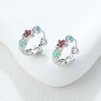 1 Piece Pastoral Simple Style Solid Color Flower Alloy Earrings main image 4