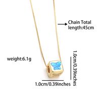 Copper 18K Gold Plated IG Style Simple Style Enamel Inlay Square Butterfly Shell Zircon Necklace main image 4