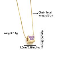 Copper 18K Gold Plated IG Style Simple Style Enamel Inlay Square Butterfly Shell Zircon Necklace main image 5