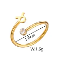Stainless Steel 14K Gold Plated Hip-Hop Simple Style Classic Style Hollow Out Inlay Constellation Zircon Open Rings main image 2
