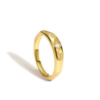 Copper 18K Gold Plated Simple Style Classic Style Commute Hollow Out Inlay Solid Color Zircon Rings main image 5