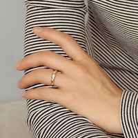 Copper 18K Gold Plated Simple Style Classic Style Commute Hollow Out Inlay Solid Color Zircon Rings main image 6