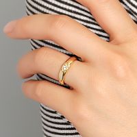 Copper 18K Gold Plated Simple Style Classic Style Commute Hollow Out Inlay Solid Color Zircon Rings main image 8