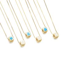 Copper 18K Gold Plated Simple Style Enamel Inlay Geometric Square Star Shell Zircon Necklace main image 1