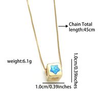 Copper 18K Gold Plated Simple Style Enamel Inlay Geometric Square Star Shell Zircon Necklace main image 6