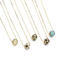 Copper 18K Gold Plated Simple Style Enamel Inlay Football Shell Zircon Necklace main image 1