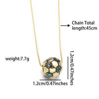Copper 18K Gold Plated Simple Style Enamel Inlay Football Shell Zircon Necklace main image 5
