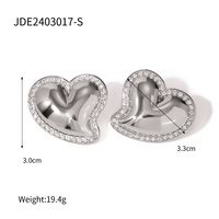 1 Pair IG Style Sweet Heart Shape Inlay 304 Stainless Steel Rhinestones 18K Gold Plated Ear Studs sku image 1