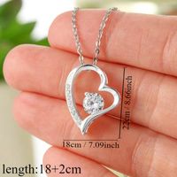 Copper Elegant Shiny Chain Hollow Out Inlay Heart Shape Rhinestones Pendant Necklace main image 2