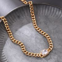 Wholesale Jewelry Simple Style Shiny Rectangle Iron Copper Zircon Necklace main image 4