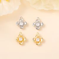 1 Piece 12 * 10mm Copper Zircon 18K Gold Plated White Gold Plated Flower Polished Pendant main image 1