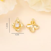 1 Piece 12 * 10mm Copper Zircon 18K Gold Plated White Gold Plated Flower Polished Pendant main image 2