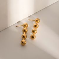 1 Paire Style IG Style Simple Balle Acier Inoxydable 304 Plaqué Or 18K Boucles D'oreilles main image 5