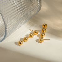 1 Pair IG Style Simple Style Ball 304 Stainless Steel 18K Gold Plated Drop Earrings main image 1