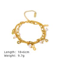 Titanium Steel 18K Gold Plated Casual Simple Style Pearl Hollow Out Inlay Cross Infinity Heart Shape Zircon Bracelets sku image 1