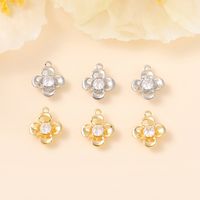 1 Piece 12 * 10mm Copper Zircon 18K Gold Plated White Gold Plated Flower Polished Pendant main image 5