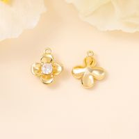 1 Piece 12 * 10mm Copper Zircon 18K Gold Plated White Gold Plated Flower Polished Pendant sku image 1