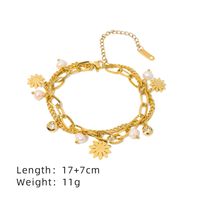Titanium Steel 18K Gold Plated Casual Simple Style Pearl Hollow Out Inlay Cross Infinity Heart Shape Zircon Bracelets sku image 4