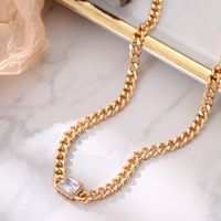 Wholesale Jewelry Simple Style Shiny Rectangle Iron Copper Zircon Necklace main image 6