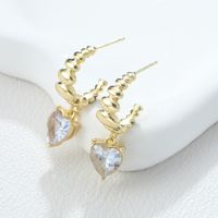1 Pair Simple Style Heart Shape Solid Color Inlay Alloy Rhinestones Earrings sku image 2