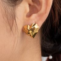 1 Pair Casual Simple Style Round Heart Shape Irregular Hollow Out 304 Stainless Steel 14K Gold Plated Ear Studs main image 10