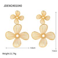 1 Pair IG Style Sweet Flower Hollow Out 304 Stainless Steel 18K Gold Plated Drop Earrings main image 2