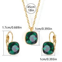 304 Stainless Steel Gold Plated Simple Style Shiny Inlay Square Zircon Jewelry Set sku image 5